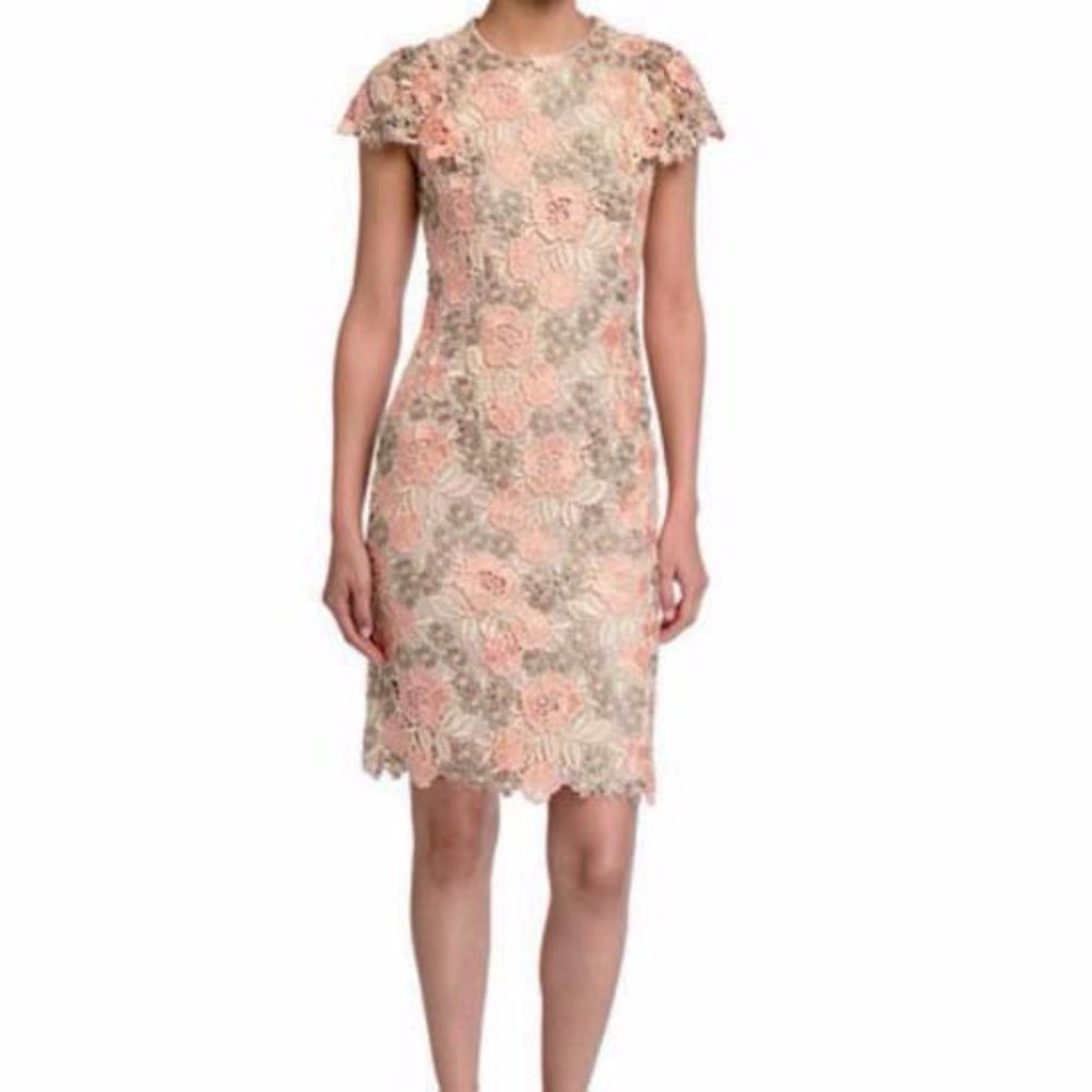 CALVIN KLEIN LACE SHEATH FLORAL DRESS